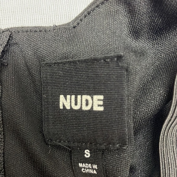 Nude Black Body Suit with Harness Front and Gold Zipper Down the Back - Picture 6 of 6